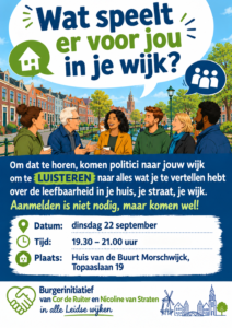 Wat speelt er voor jou in je wijk? @ Huis van de Buurt Morschwijck